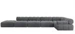 Altdecor Ecksofa, Dunkelgrau, Textil, 7-Sitzer, L-Form, 475x190 cm, Wohnzimmer,...
