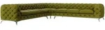 S-Style Ecksofa, Olivgr&uuml;n, Textil, Echtholz,Buche, Birke, 7-Sitzer, F&uuml;llung:
