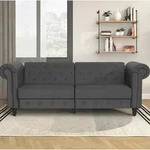 Livetastic Schlafsofa Firenze, Grau, Holz, Uni, 3-Sitzer, 236x83x87 cm, R&uuml;cken echt,