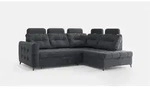 Fun M&ouml;bel Ecksofa, Dunkelgrau, Textil, Ottomane rechts, 250x200 cm, Wohnzimmer,