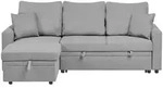 Beliani Eckschlafsofa, Grau, Textil, Eukalyptusholz, 3-Sitzer, L-Form, 210x131...