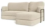 Masseno Ecksofa, Creme, Textil, 3-Sitzer, L-Form, 200x120 cm, Wohnzimmer, Sofas &