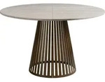 Mirjan24 Esstisch, Braun, Ecru, Metall, Rund,Rund, 100x76x100 cm, Esszimmer, Tische,