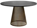 Mirjan24 Esstisch, Braun, Schwarz, Metall, Rund,Rund, 100x76x100 cm, Esszimmer,