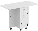 Homcom Klappbarer-Esstisch, Wei&szlig;, Kunststoff, 4-Sitzer, 2 Schubladen,...