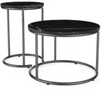 Vicco Couchtisch-Set, Schwarz, Holzwerkstoff, 2 F&auml;cher, Rund, 55x34.5x55 cm,