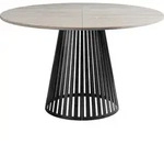 Mirjan24 Esstisch, Schwarz, Ecru, Metall, Rund,Rund, 120x76x120 cm, Esszimmer,