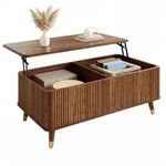 Okwish Couchtisch, Walnuss, Holzwerkstoff, 52x56.5x97 cm, Wohnzimmer,