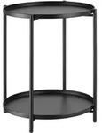 tectake Beistelltisch, Schwarz, Metall, Beton Optik, 45.5x53x45.5 cm, Wohnzimmer,