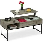 Relaxdays Couchtisch, Grau, Holzwerkstoff, Metall, 110x56x50 cm, Wohnzimmer,