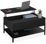 Relaxdays Couchtisch, Schwarz, Holzwerkstoff, Metall, 86.5x58x90 cm, Wohnzimmer,