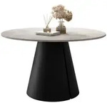 Mirjan24 Esstisch, Schwarz, Ecru, Metall, Rund,Rund, 120x76x120 cm, Esszimmer,