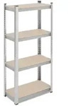 Relaxdays Schwerlastregal, Silber, Metall, Holzwerkstoff, Kunststoff, 60x138x30 cm,