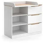 Vicco Wickelkommode, Wei&szlig;, Eiche Artisan, Holzwerkstoff, 2 F&auml;cher, 3...