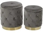 Beliani Pouf, Grau, Textil, 1-Sitzer, Rund, 33x36x33 cm, Wohnzimmer, Hocker,...