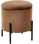 Beliani Pouf, Dunkelbraun, Schwarz, Textil, Rund, 37x40x37 cm, Wohnzimmer,...