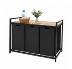 Relaxdays W&auml;schesammler, Schwarz, Textil, Metall, Holzwerkstoff, 109.5x73.5x33...