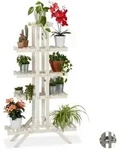 Relaxdays Blumentreppe, Wei&szlig;, Holz, 83x142x25 cm, Wohnzimmer, Wohnzimmertische,
