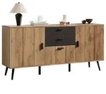 Stilvora Sideboard, Schwarz, Natur, Holzwerkstoff, 2 F&auml;cher, 2 Schubladen,