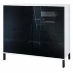 Vladon Kommode, Schwarz Hochglanz, Holzwerkstoff, 92.5x83.5x35 cm, Wohnzimmer,