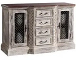 Massivmoebel24 Sideboard, Wei&szlig;, Holz, Echtholz,Mangoholz, 2 F&auml;cher, 4 Schubladen,