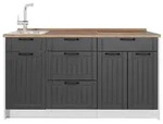 Vicco K&uuml;chenblock, Dunkelgrau, Wei&szlig;, Holzwerkstoff, Rechteckig, 150x81.2x60...