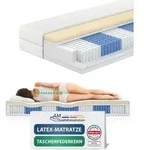 AM Qualit&auml;tsmatratzen Latex, Wei&szlig;, Textil, Uni, H3, F&uuml;llung: Taschenfederkern,