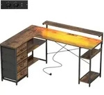 Homcom Gaming, Braun, Holzwerkstoff, 4 Schubladen, L-Form, 110x91.4x155 cm,