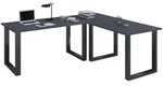 Mid.you Eckschreibtisch, Anthrazit, Schwarz, Metall, Holzwerkstoff, U-Form,