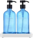 Seifenspender, Blau, Glas, 7.6x20.8x7.6 cm, Badaccessoires, Waschplatzzubeh&ouml;r,
