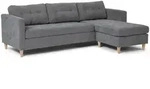 ebuy24 Ecksofa, Grau, Textil, 3-Sitzer, L-Form, 219x151 cm, Wohnzimmer, Sofas &