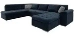 Mirjan24 Wohnlandschaft, Dunkelblau, Grau, Textil, 7-Sitzer, U-Form,Rechteckig,