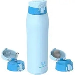 Trinkflasche, Hellblau, Metall, 8.4x8.4 cm, Kaffee & Tee, Kannen, Trinkflaschen