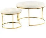 Kayoom Hockerset, Gold, Beige, Metall, 2-teilig, 40x60x32 cm, Wohnzimmer,...