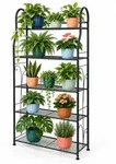Relaxdays Pflanzenregal, Schwarz, Metall, 71x144x24.5 cm, Wohnzimmer,