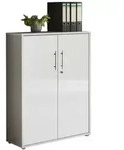 Mid.you Aktenschrank Office Edition, Wei&szlig; Hochglanz, Grau, Holzwerkstoff, 2...