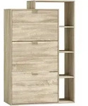 Homcom Schuhschrank, Natur, Holzwerkstoff, Nachbildung, 25x123.8x80 cm, Garderobe,