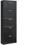 [en.casa] Schuhschrank, Schwarz, Holzwerkstoff, 60x169x24 cm, Garderobe,