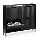 Relaxdays Schuhkipper, Schwarz, Holzwerkstoff, Metall, 100x90x19 cm, Garderobe,