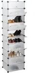 Relaxdays Schuhregal, Transparent, Kunststoff, Metall, 49x176x37 cm, Garderobe,