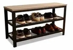 Relaxdays Schuhbank, Schwarz, Hellbraun, Metall, Holzwerkstoff, Kunststoff, 73x45x30