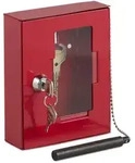 Relaxdays Notschl&uuml;sselkasten, Rot, Metall, Glas, 12x15x5 cm, Garderobe,