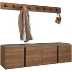 Mirjan24 Garderoben-Set, Nussbaum, Grau, Kunststoff, 168x42x46 cm, Garderobe,