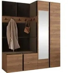 Mirjan24 Garderoben-Set, Nussbaum, Braun, Kunststoff, 158x186x46 cm, Garderobe,