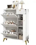Okwish Schuhschrank, Wei&szlig;, Holzwerkstoff, 90x121x25 cm, Garderobe,