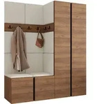 Mirjan24 Garderoben-Set, Nussbaum, Beige, Kunststoff, 158x186x46 cm, Garderobe,