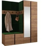 Mirjan24 Garderoben-Set, Nussbaum, Gr&uuml;n, Kunststoff, 158x186x46 cm, Garderobe,