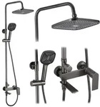 REA Duschgarnitur, Titan, Metall, 30x136x45 cm, Badezimmer, Baden & Duschen,