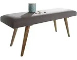 Kadima Design Sitzbank, Grau, Holz, Echtholz,Mangoholz, Rechteckig, Stativgestell,