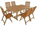 Deluke Garten-Sitzgruppe, Teak, Holz, 7, Gartenm&ouml;bel, Gartenm&ouml;bel-Sets